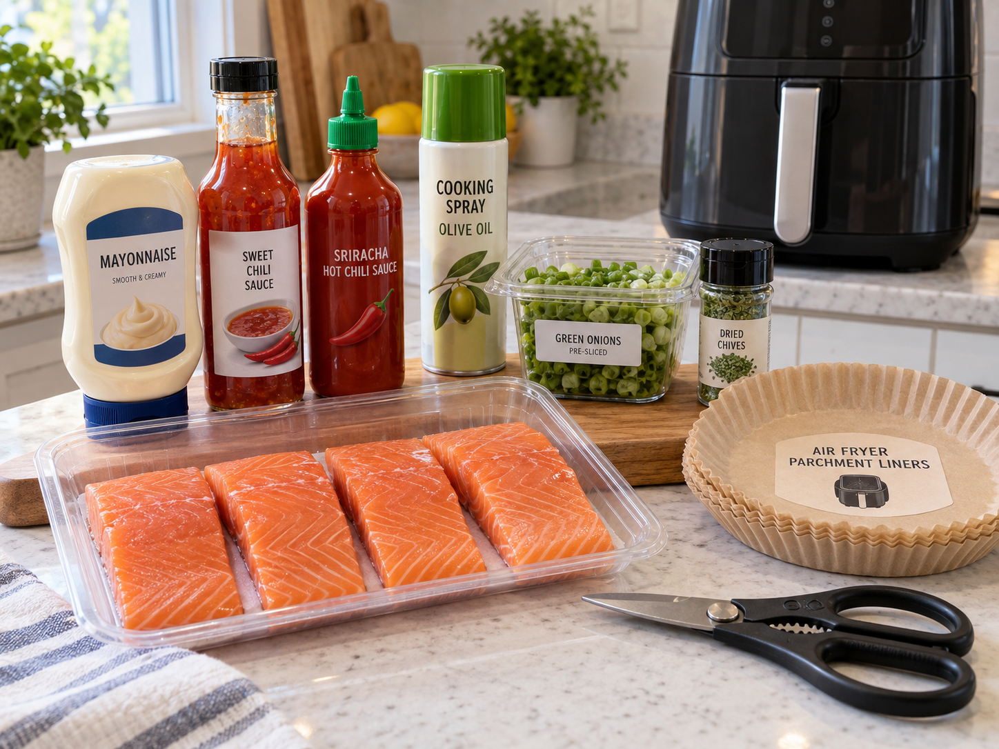 No Knife Work Store Purchased Bang Bang Salmon Ingredients
