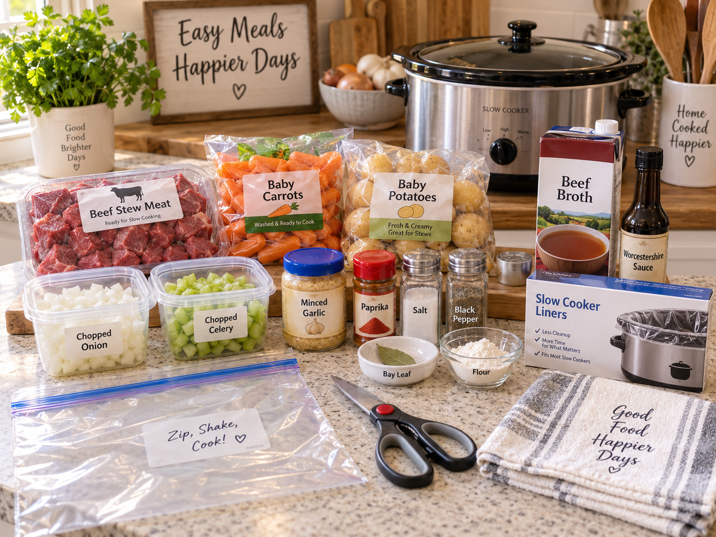 No Knife Work Store Purchased Beef Stew Ingredients